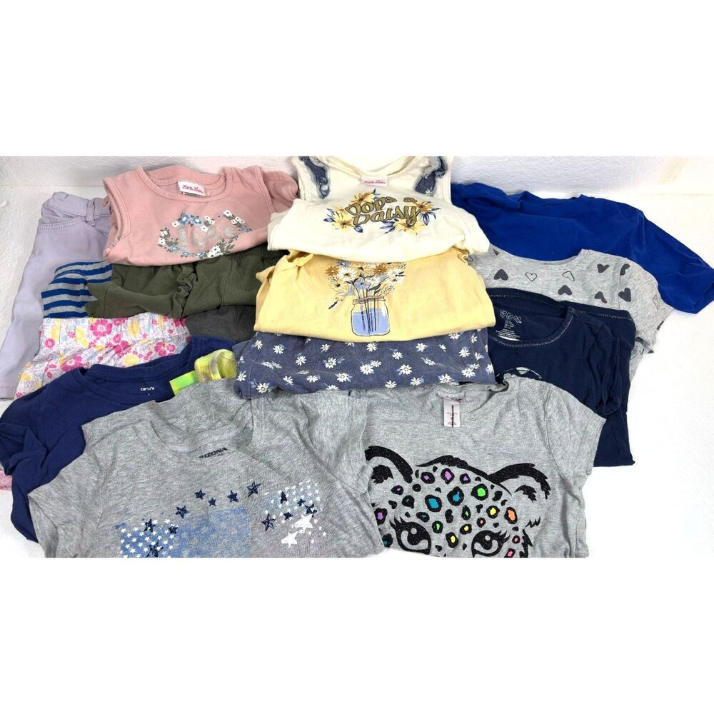 Girls Clothes Bundle Lot Size 6/7 Justice Carters 17 Pieces Shirts Shorts